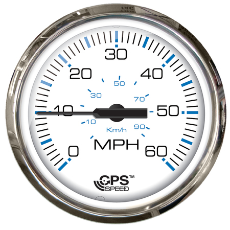 FARIA BEEDE INSTRUMENTS 4" Chesepeake White SS Studded Speedometer - 60MPH (GPS) 33839